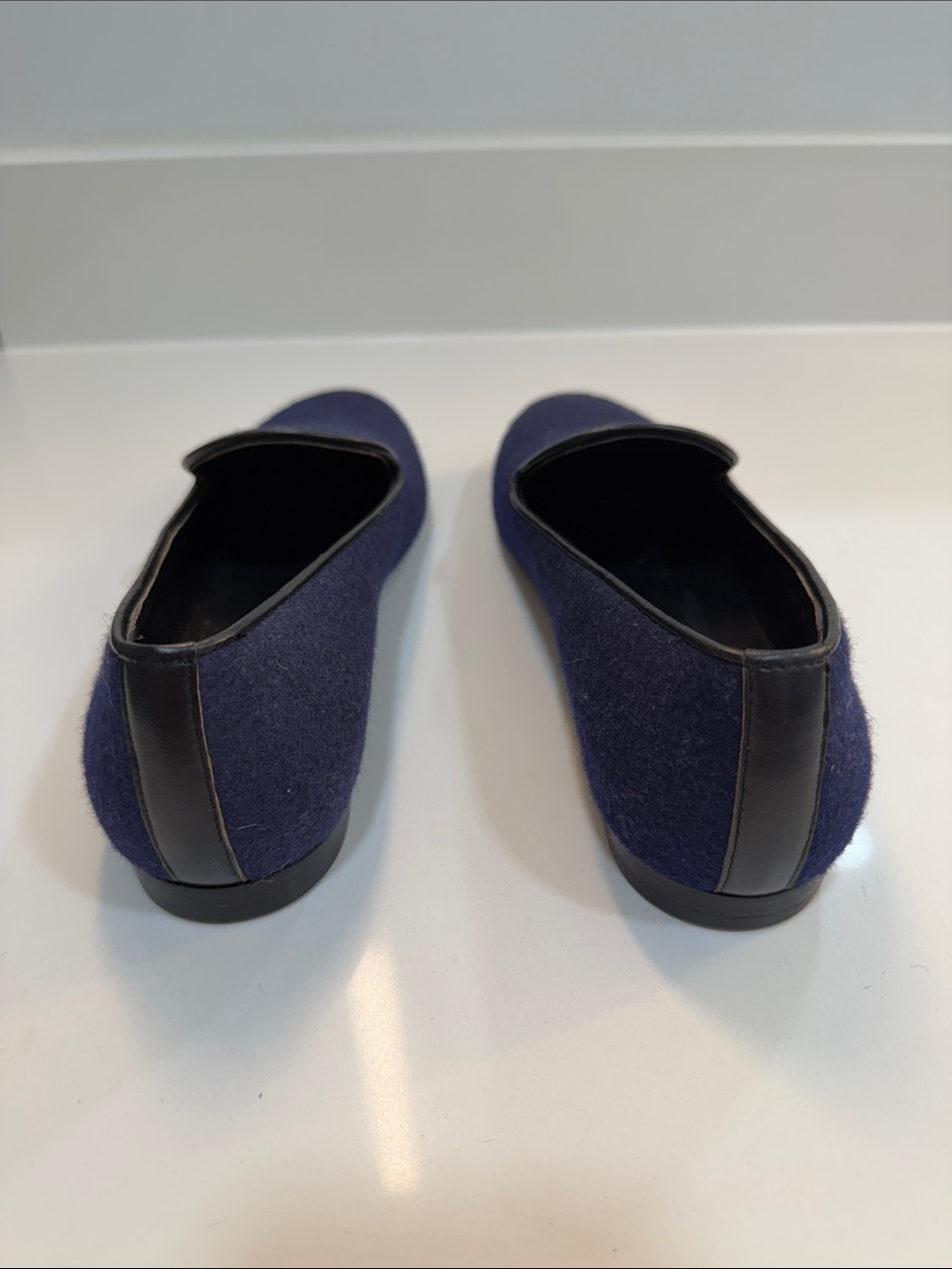 CHANEL Navy Wool CC Logo Slip-On Flats - Picture 4 of 7